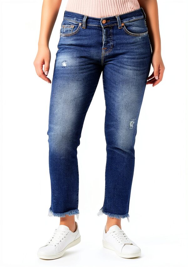 7 For All Mankind Boyfriend Jeans Donna Blu Scuro Taille 25